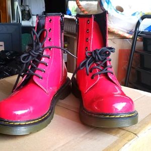 Dr.Martens patent pinkish red Women's bootd